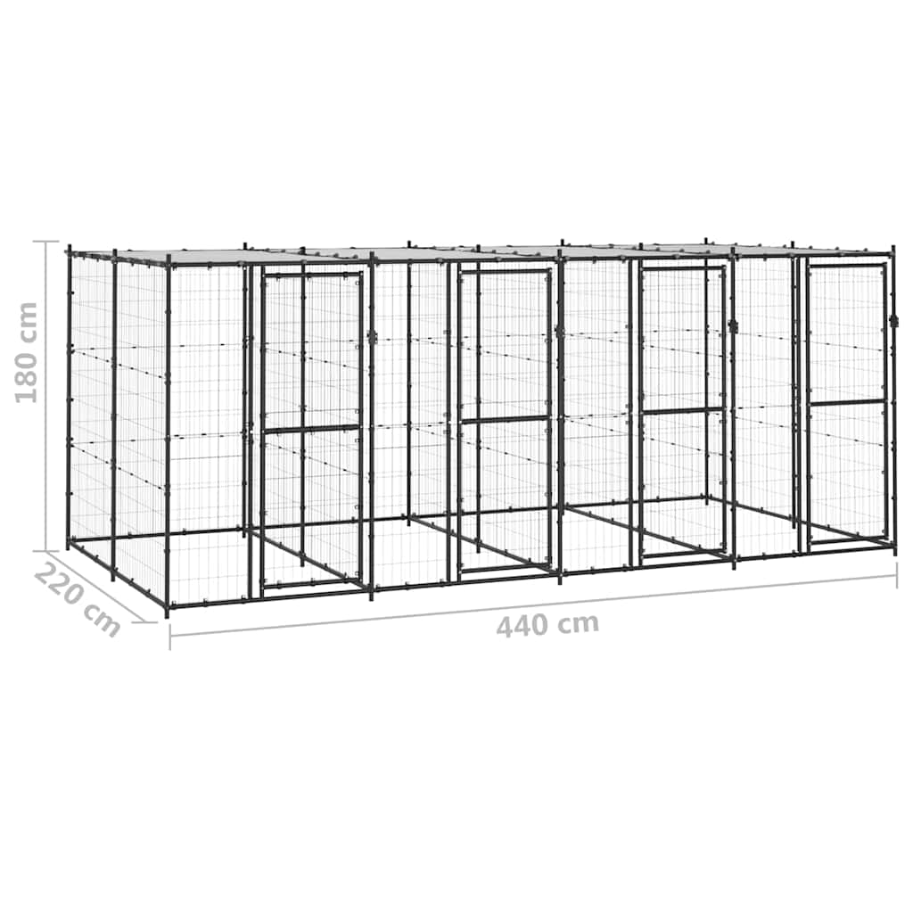 Outdoor-Hundezwinger Stahl mit Überdachung 9,68 m²
