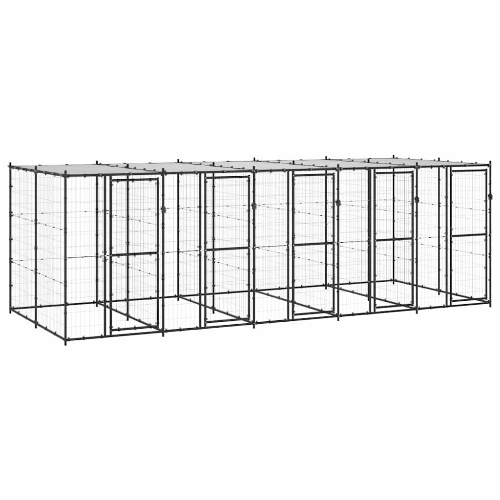 Outdoor-Hundezwinger Stahl mit Überdachung 12,1 m²