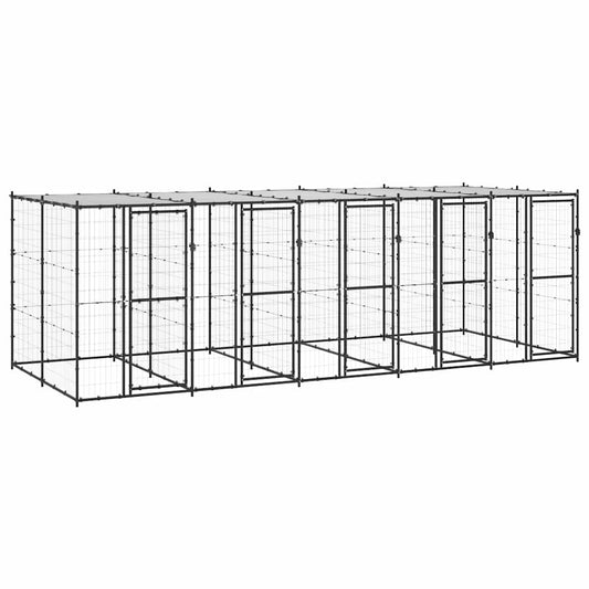 Outdoor-Hundezwinger Stahl mit Überdachung 12,1 m²