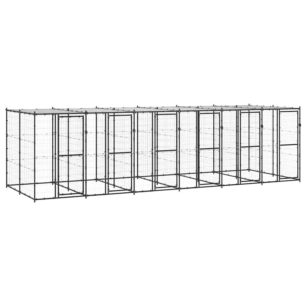 Outdoor-Hundezwinger Stahl mit Überdachung 14,52 m²