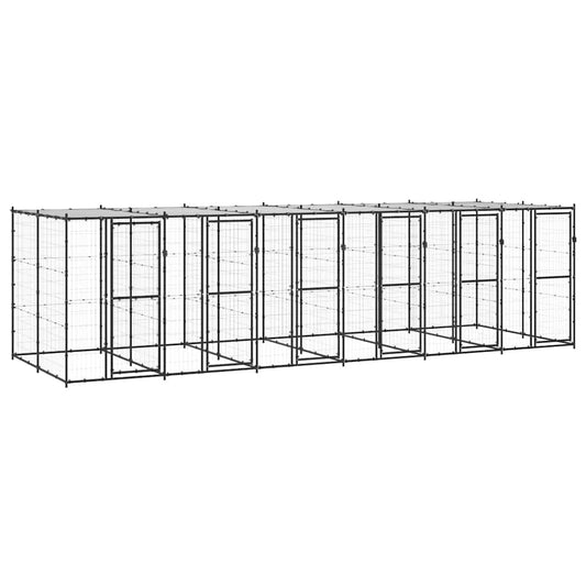 Outdoor-Hundezwinger Stahl mit Überdachung 14,52 m²