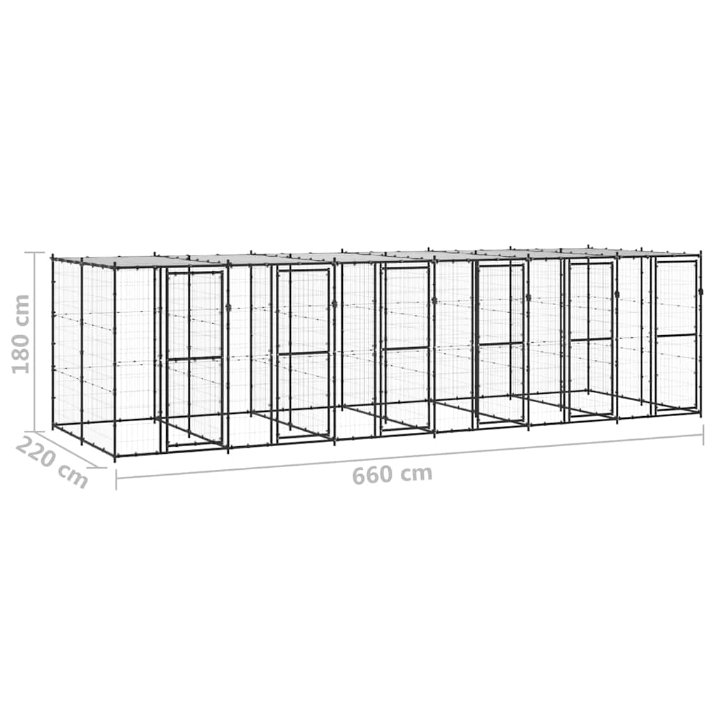 Outdoor-Hundezwinger Stahl mit Überdachung 14,52 m²