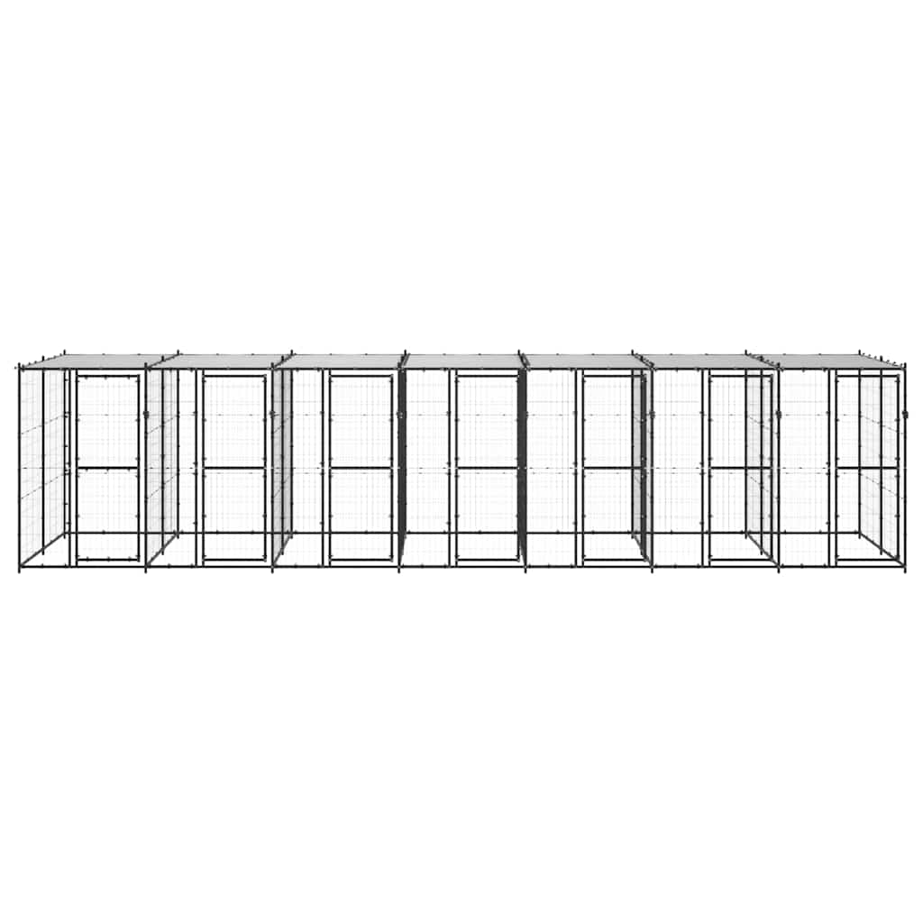 Outdoor-Hundezwinger Stahl mit Überdachung 16,94 m²
