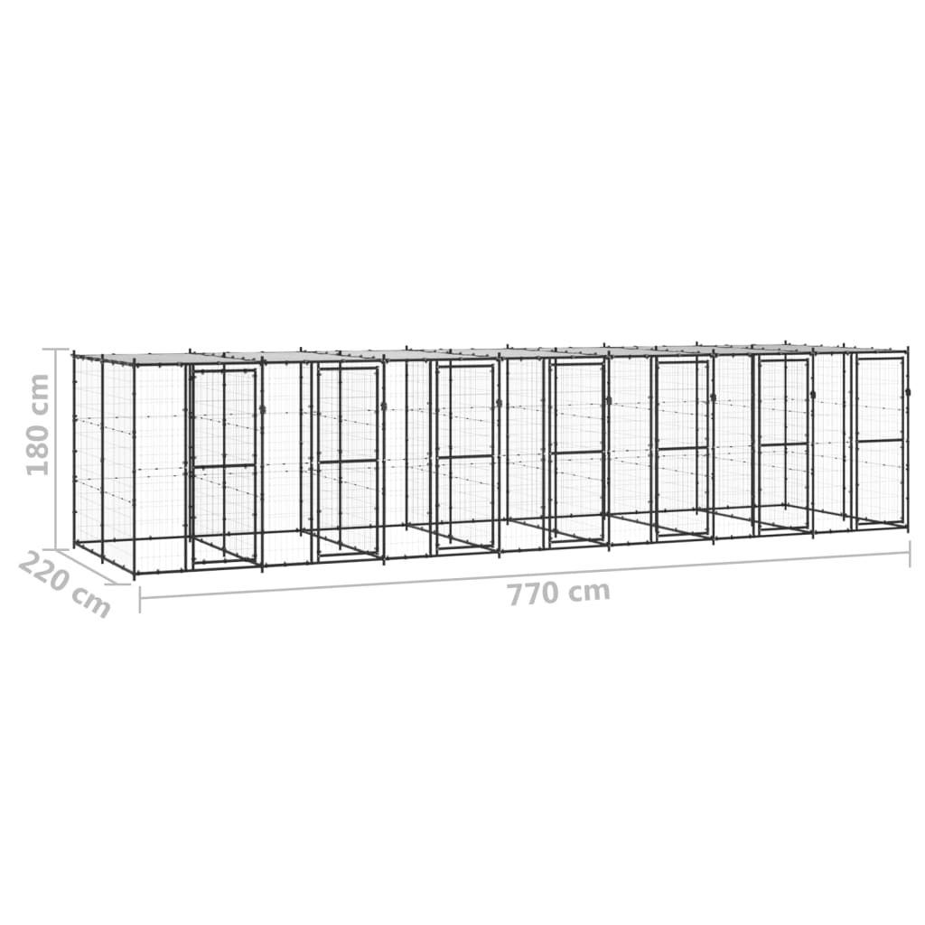 Outdoor-Hundezwinger Stahl mit Überdachung 16,94 m²