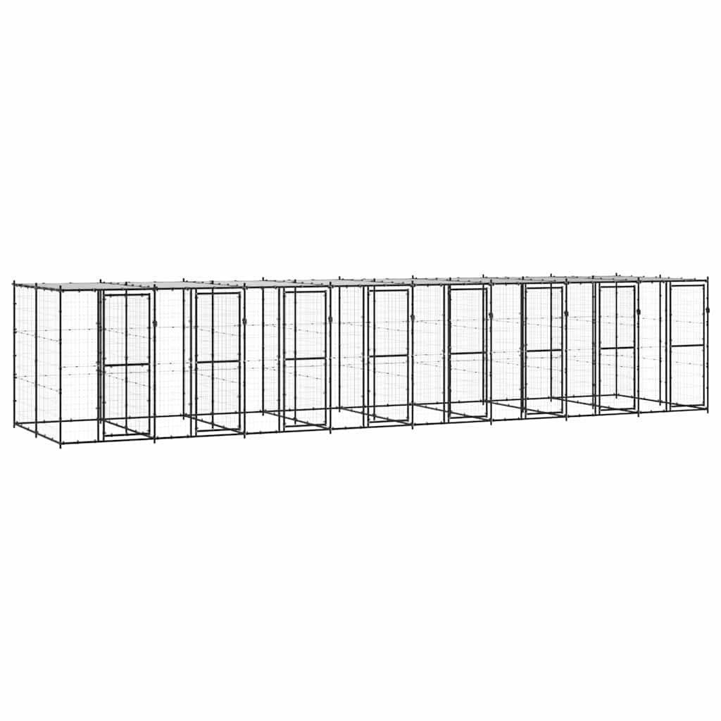 Outdoor-Hundezwinger Stahl mit Überdachung 19,36 m²