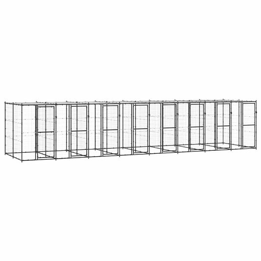 Outdoor-Hundezwinger Stahl mit Überdachung 19,36 m²