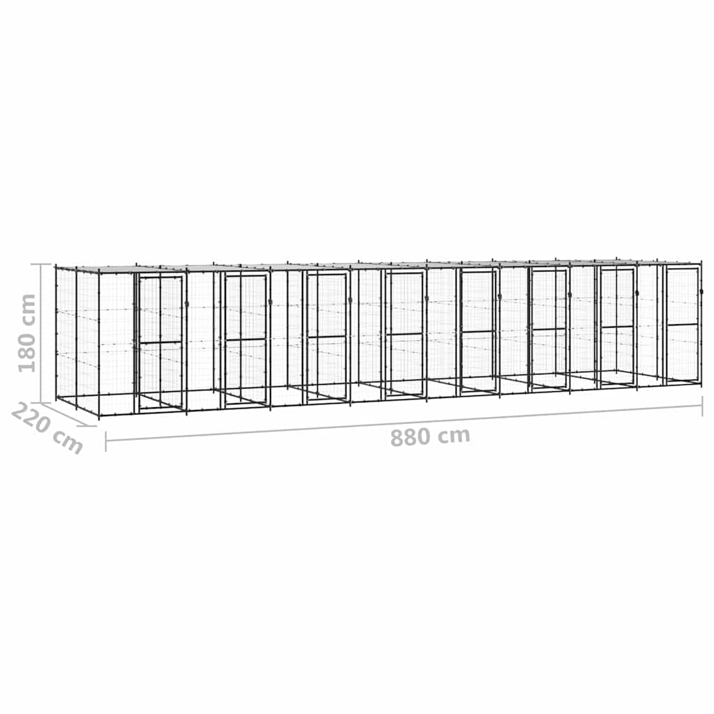 Outdoor-Hundezwinger Stahl mit Überdachung 19,36 m²