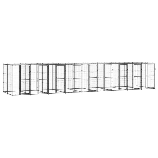 Outdoor-Hundezwinger Stahl mit Überdachung 21,78 m²