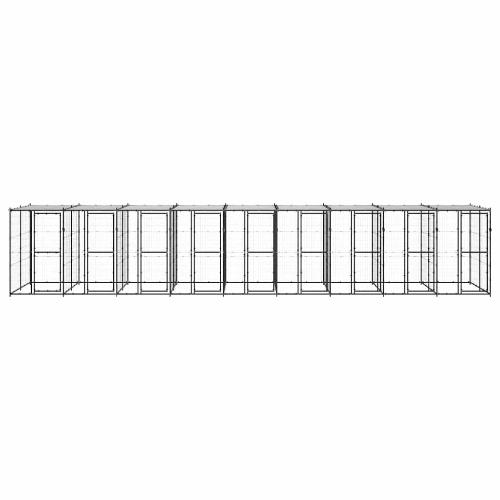 Outdoor-Hundezwinger Stahl mit Überdachung 21,78 m²