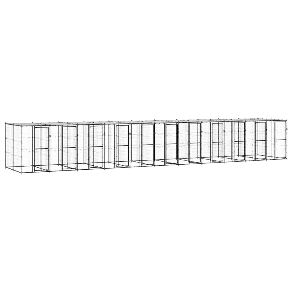 Outdoor-Hundezwinger Stahl mit Überdachung 26,62 m²