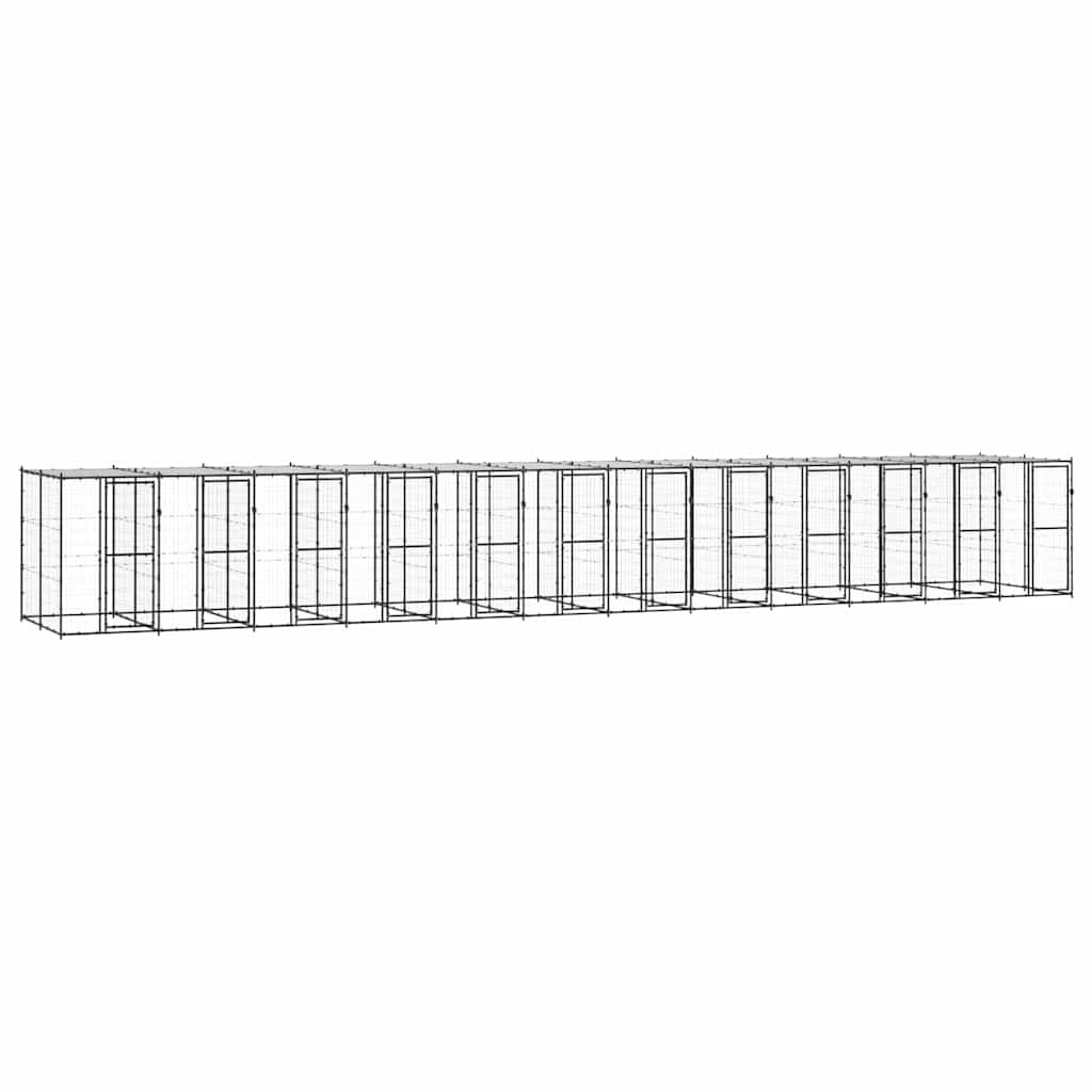 Outdoor-Hundezwinger Stahl mit Überdachung 29,04 m²