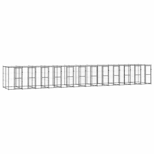 Outdoor-Hundezwinger Stahl mit Überdachung 29,04 m²