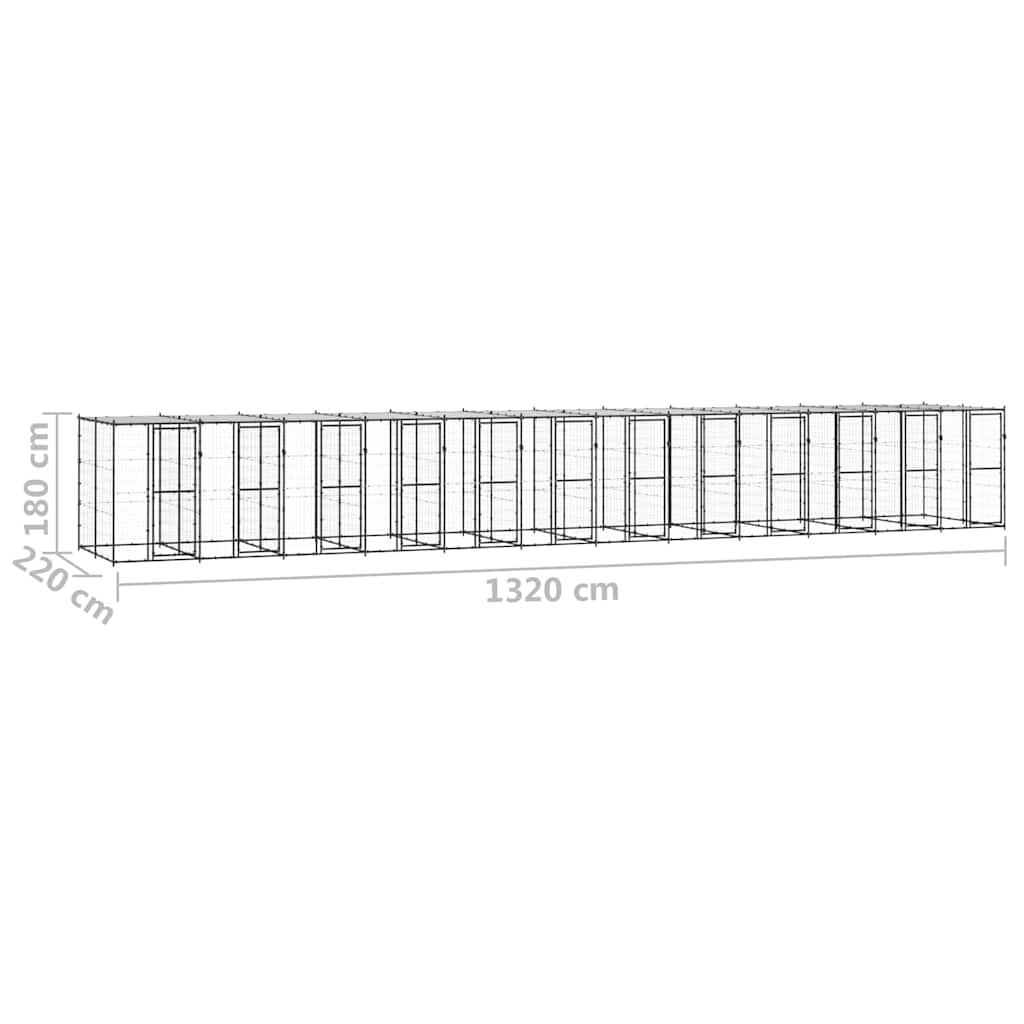 Outdoor-Hundezwinger Stahl mit Überdachung 29,04 m²