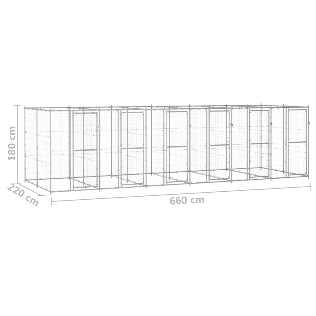 Outdoor-Hundezwinger Verzinkter Stahl 14,52 m²