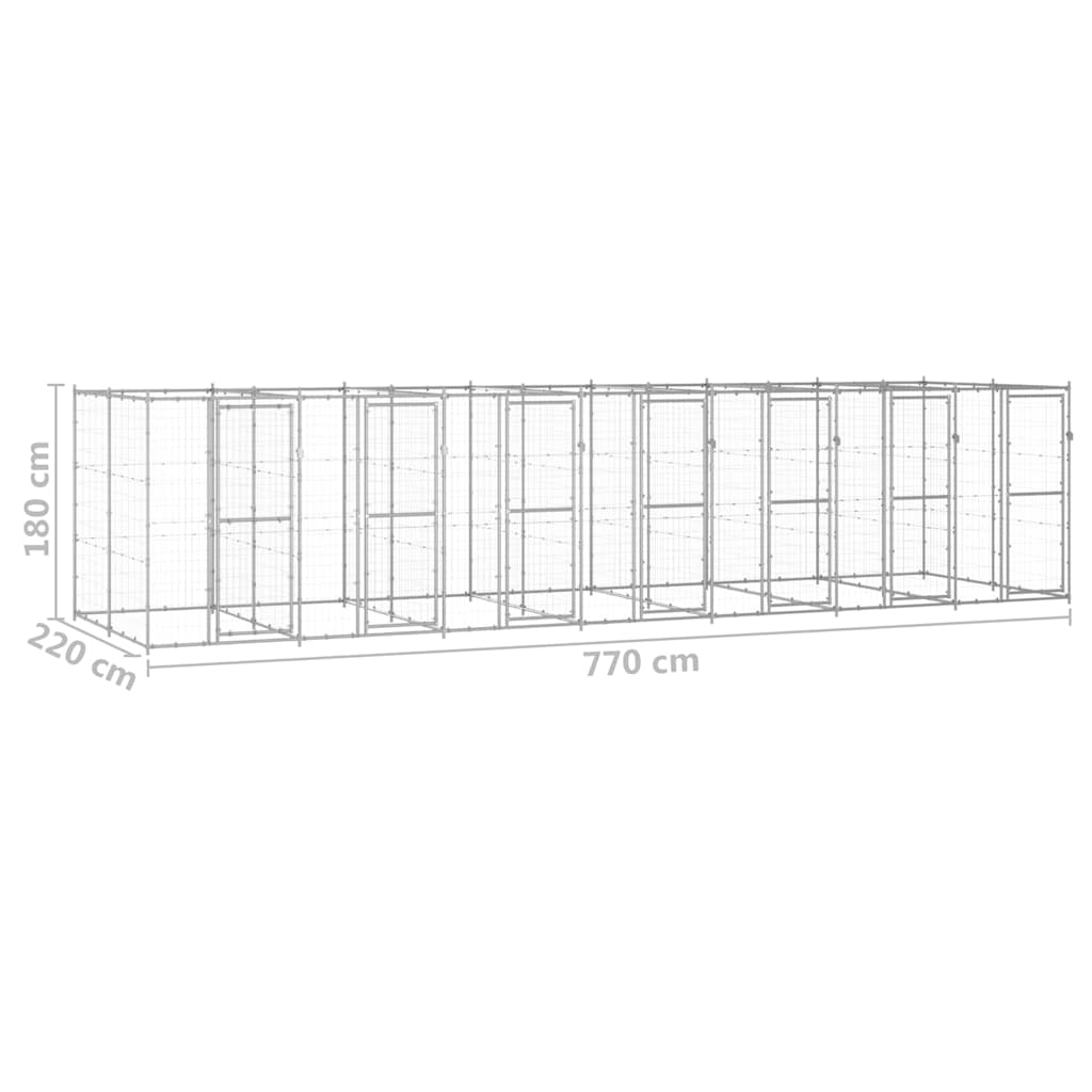 Outdoor-Hundezwinger Verzinkter Stahl 16,94 m²