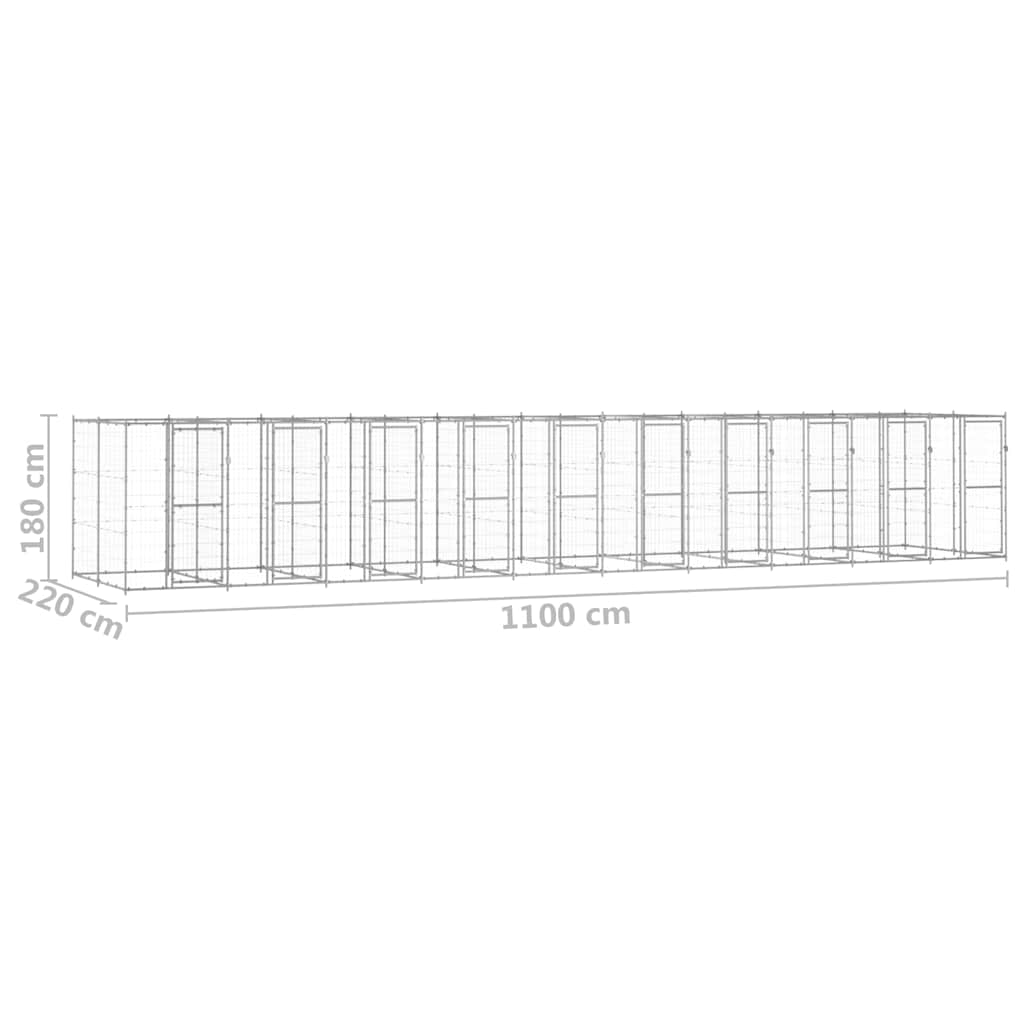 Outdoor-Hundezwinger Verzinkter Stahl 24,2 m²