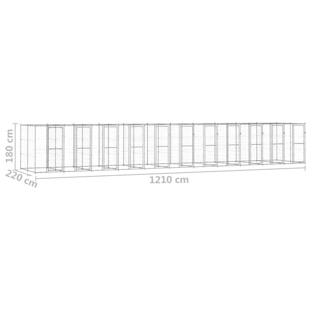 Outdoor-Hundezwinger Verzinkter Stahl 26,62 m²