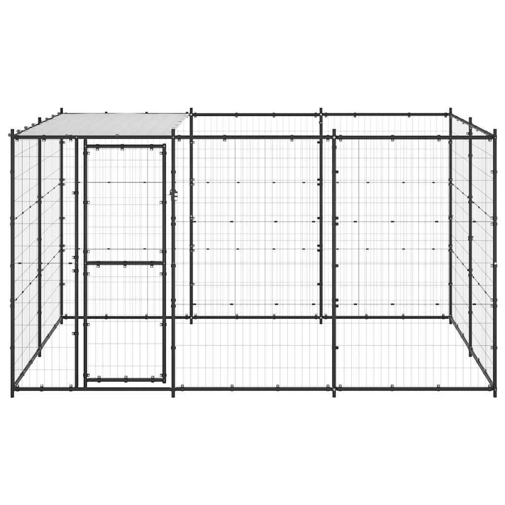 Outdoor-Hundezwinger mit Überdachung Stahl 7,26 m²