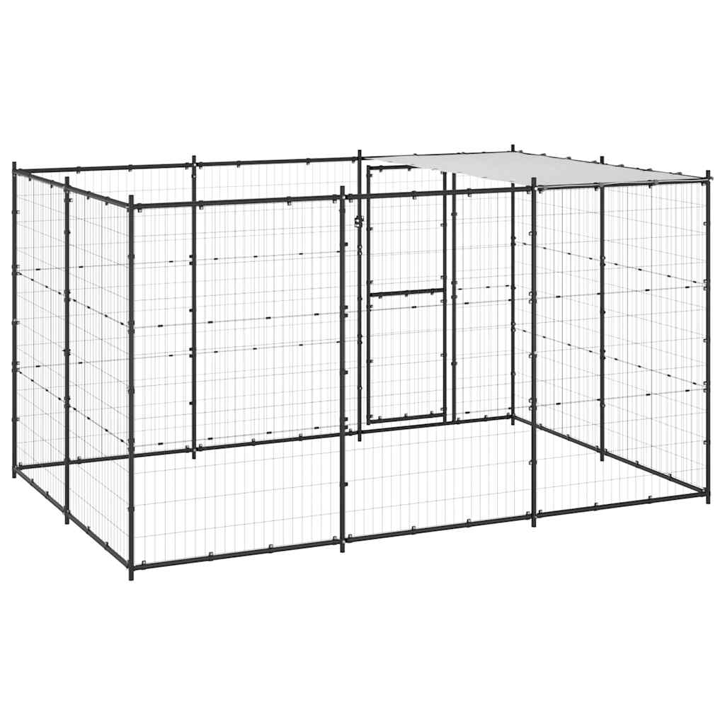 Outdoor-Hundezwinger mit Überdachung Stahl 7,26 m²