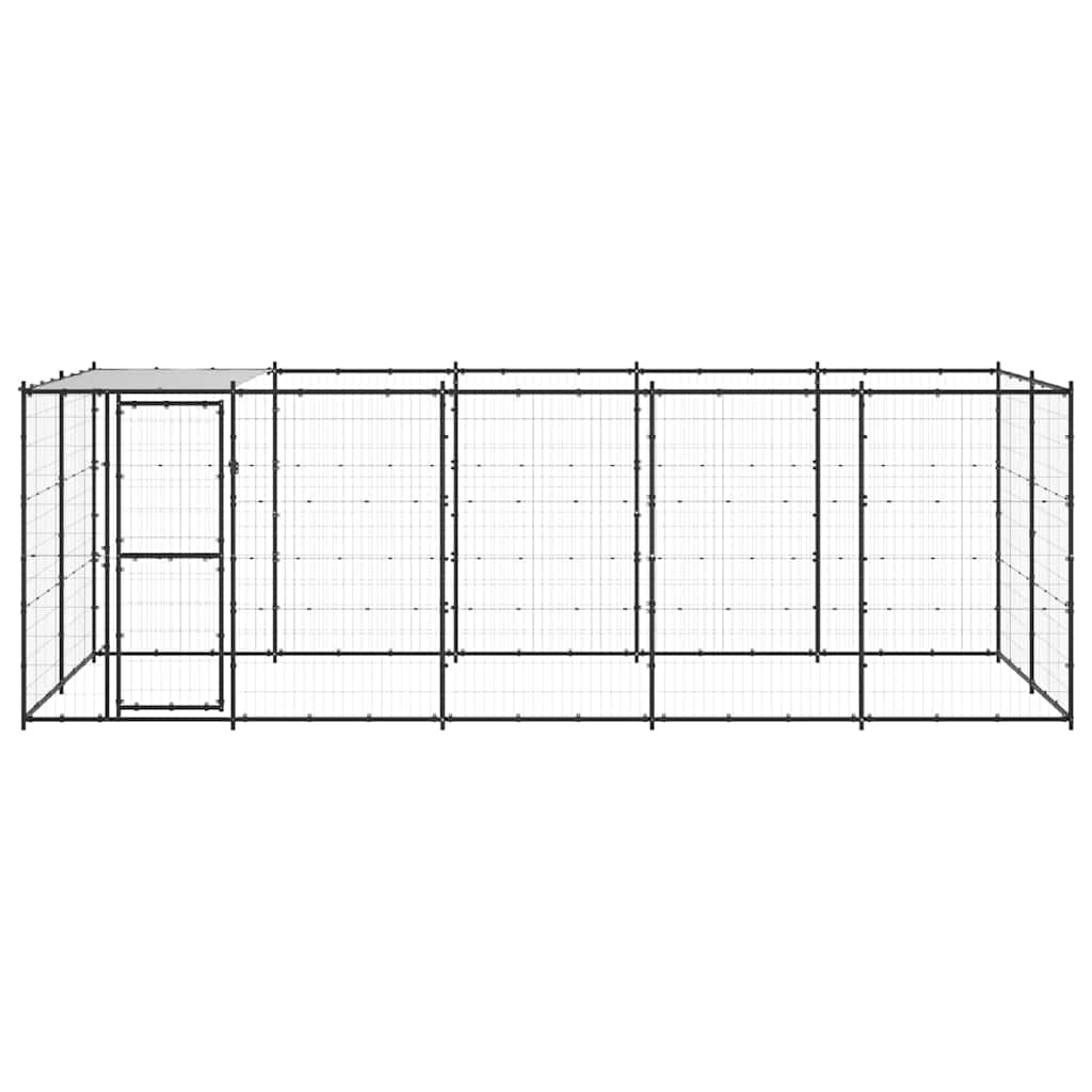 Outdoor-Hundezwinger mit Überdachung Stahl 12,1 m²