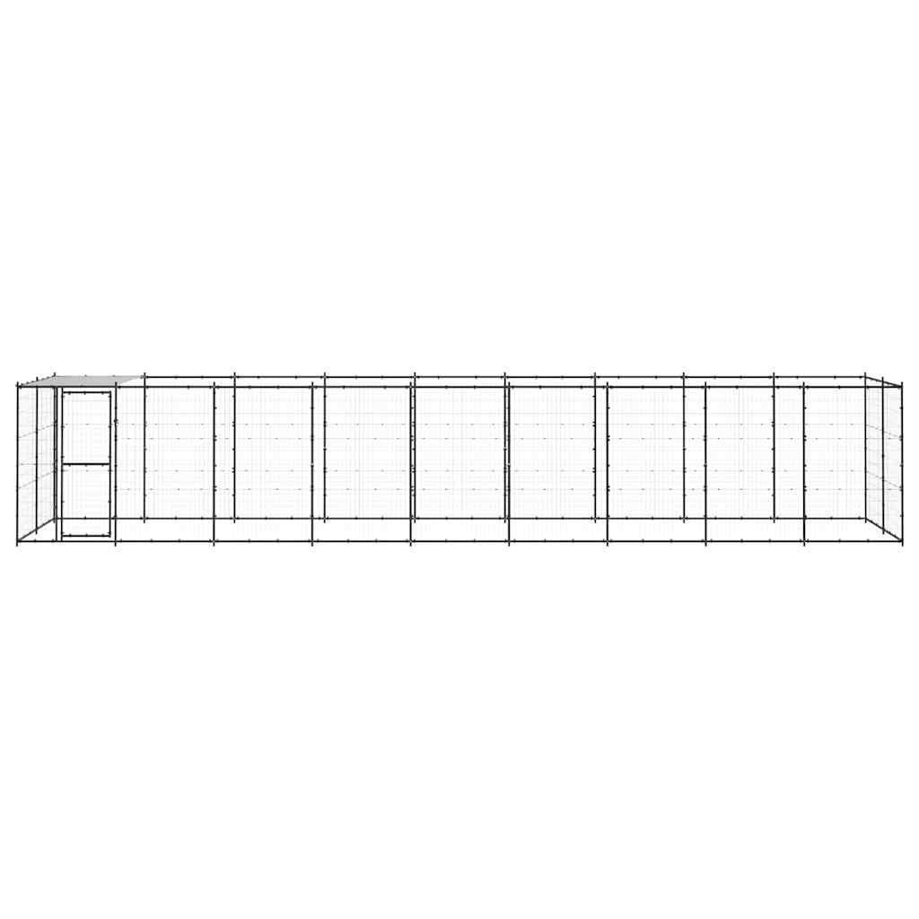 Outdoor-Hundezwinger mit Überdachung Stahl 21,78 m²