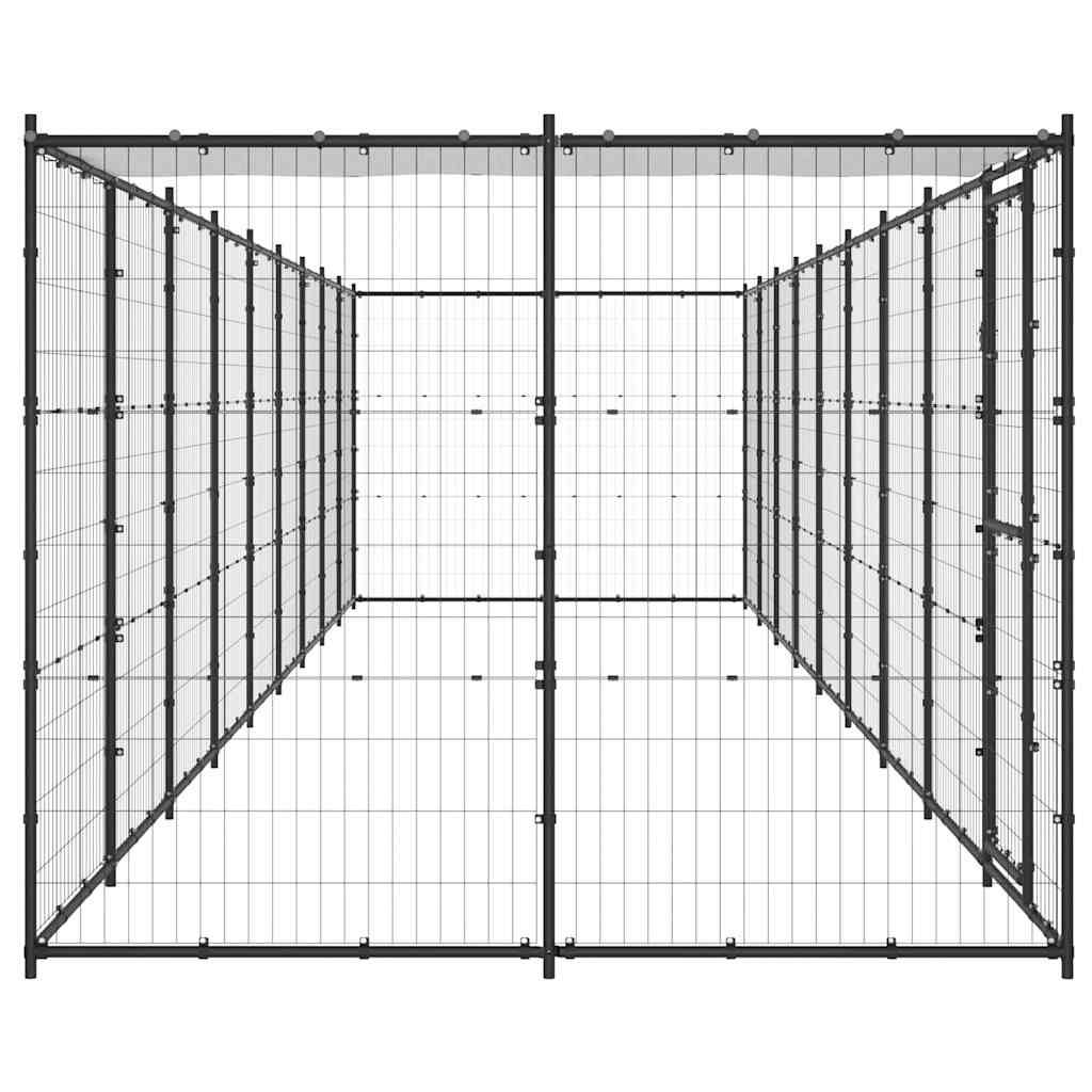 Outdoor-Hundezwinger mit Überdachung Stahl 21,78 m²