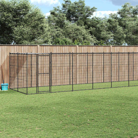Outdoor-Hundezwinger mit Überdachung Stahl 21,78 m²
