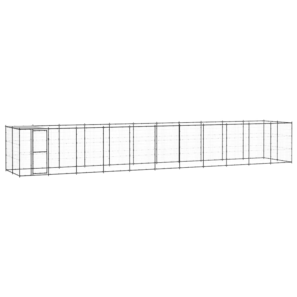 Outdoor-Hundezwinger mit Überdachung Stahl 26,62 m²