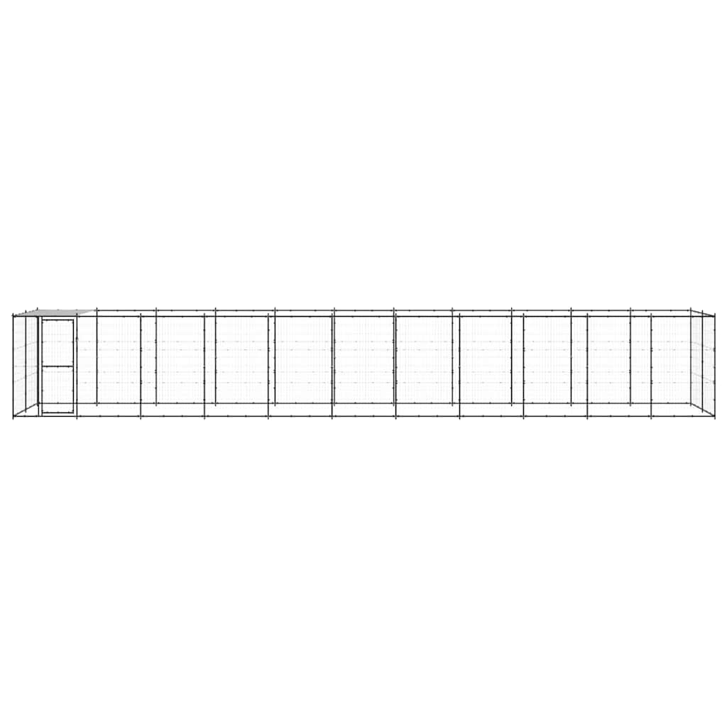 Outdoor-Hundezwinger mit Überdachung Stahl 26,62 m²