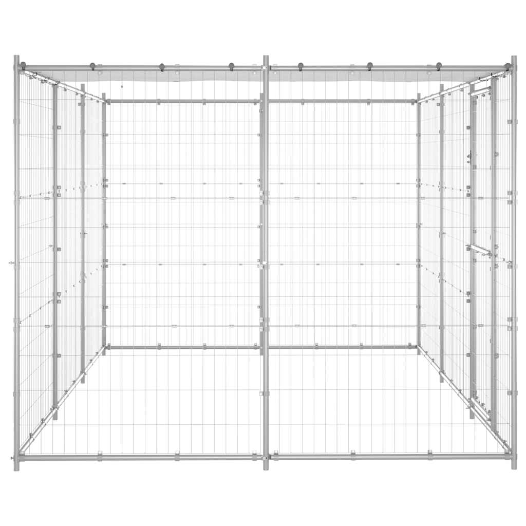 Outdoor-Hundezwinger mit Überdachung Verzinkter Stahl 7,26 m²