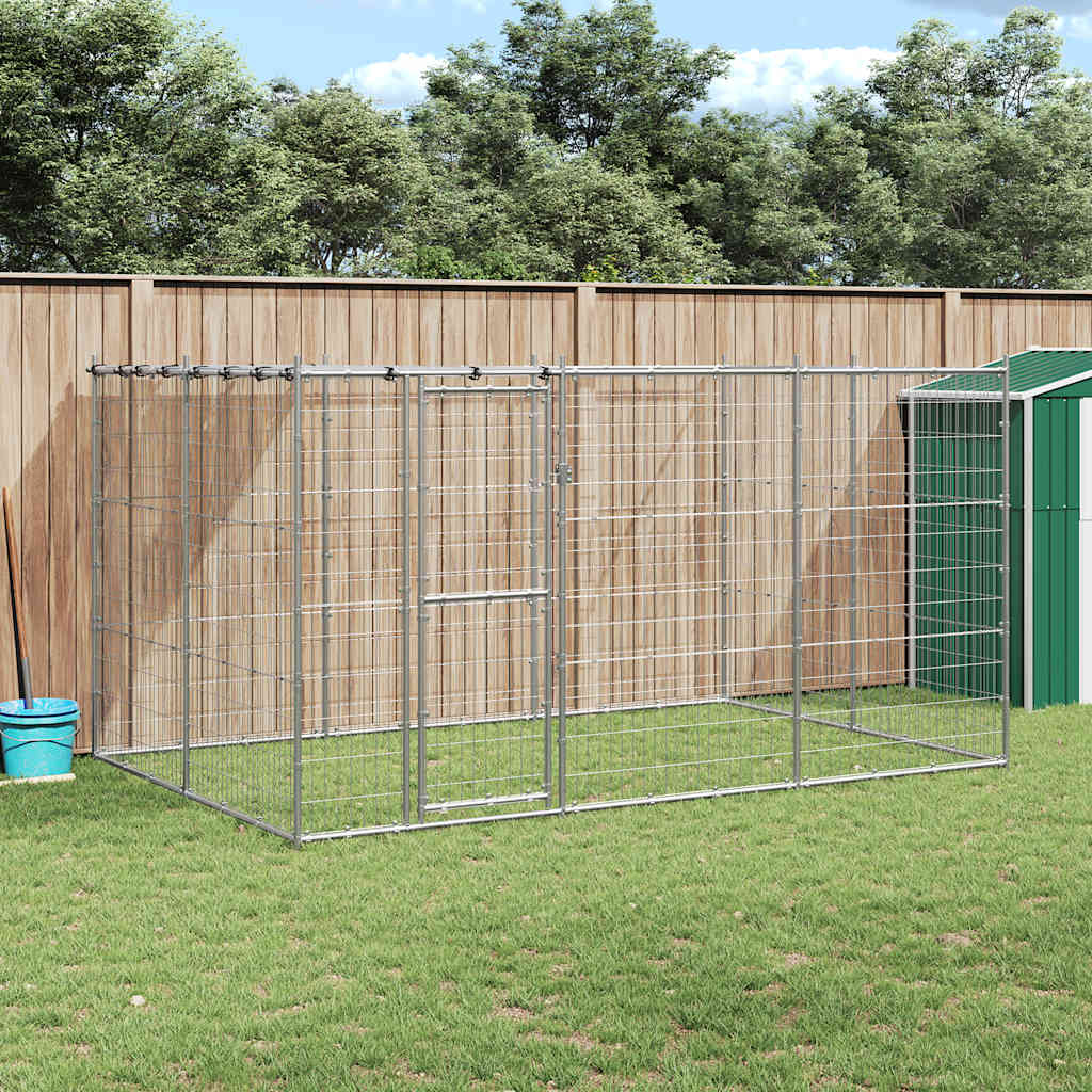 Outdoor-Hundezwinger mit Überdachung Verzinkter Stahl 7,26 m²