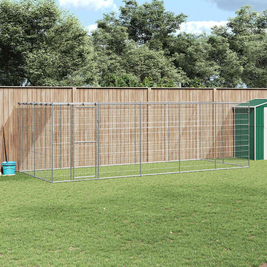 Outdoor-Hundezwinger mit Überdachung Verzinkter Stahl 12,1 m²