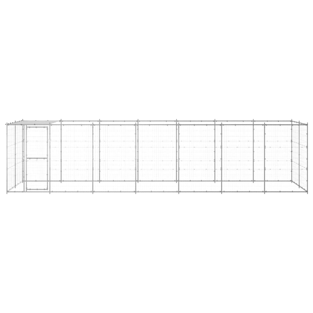 Outdoor-Hundezwinger mit Überdachung Verzinkter Stahl 16,94 m²