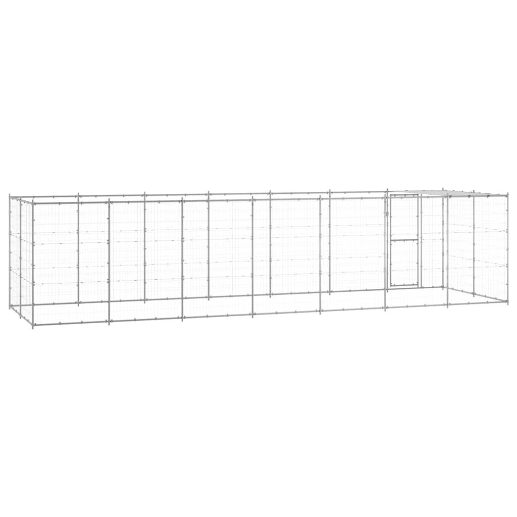 Outdoor-Hundezwinger mit Überdachung Verzinkter Stahl 16,94 m²