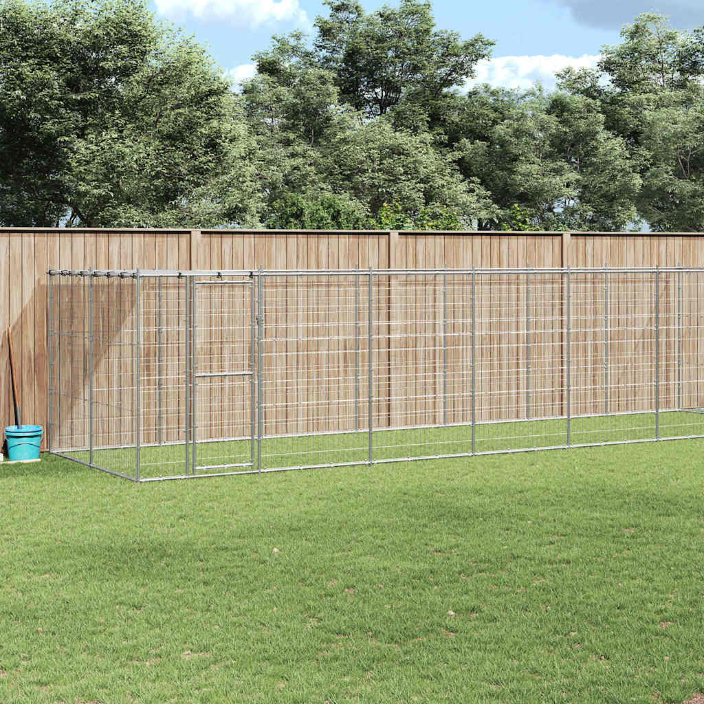 Outdoor-Hundezwinger mit Überdachung Verzinkter Stahl 16,94 m²