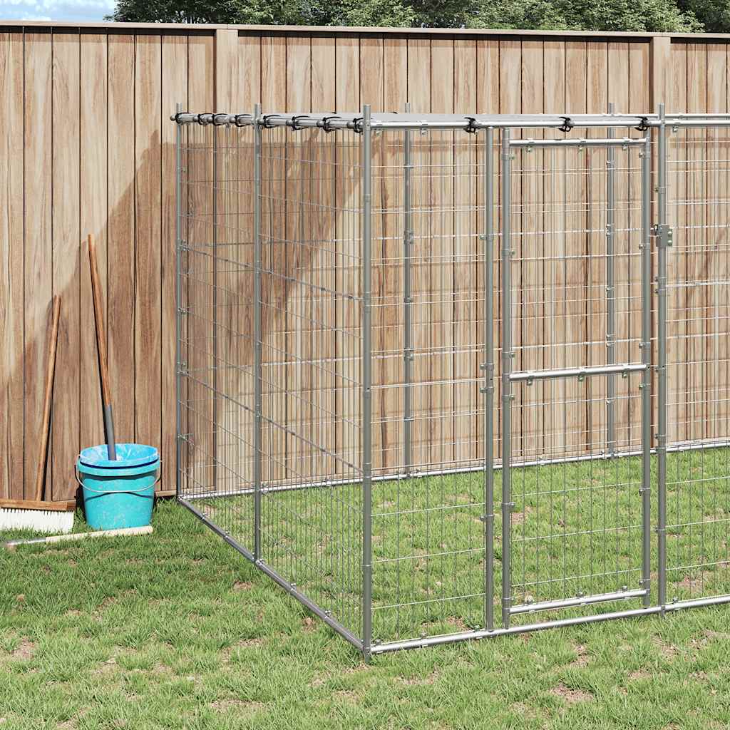 Outdoor-Hundezwinger mit Überdachung Verzinkter Stahl 21,78 m²