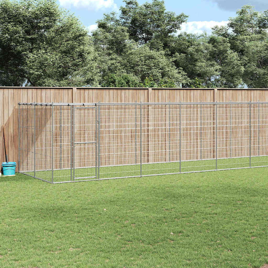 Outdoor-Hundezwinger mit Überdachung Verzinkter Stahl 26,62 m²