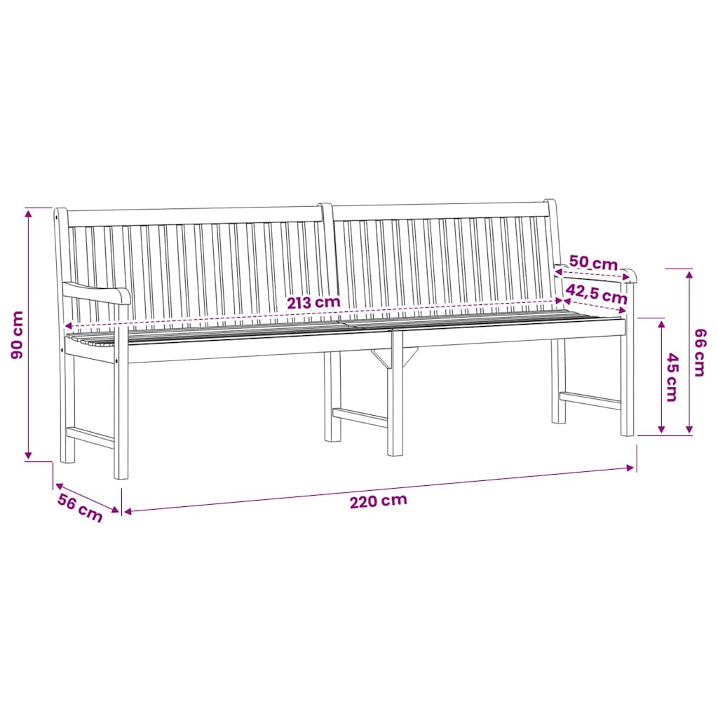 Gartenbank 219 cm Massivholz Akazie