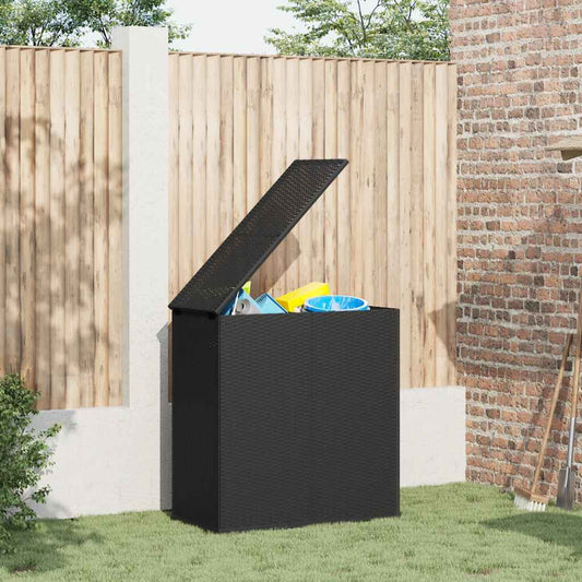 Garten-Kissenbox PE Rattan 100x49x103,5 cm Schwarz