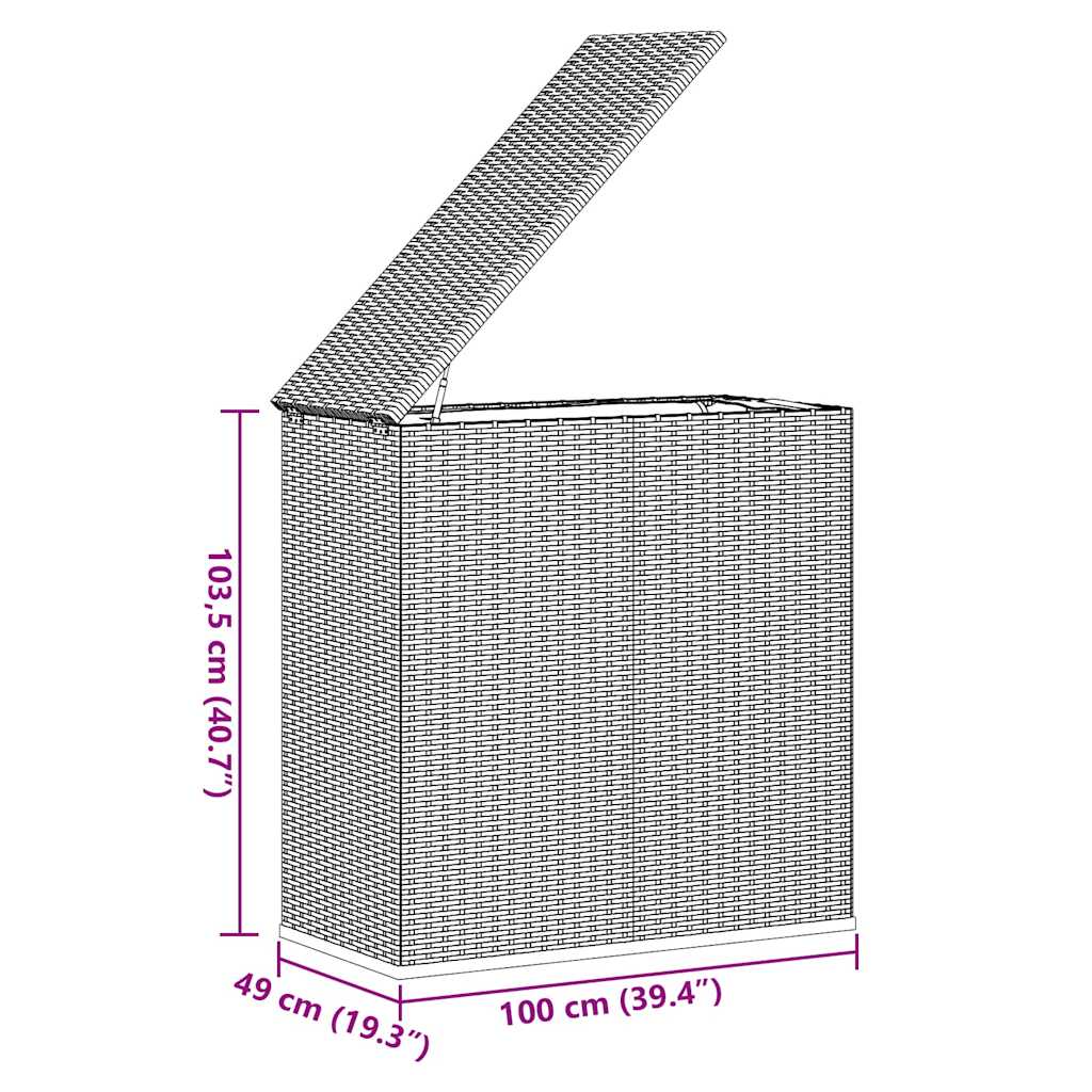 Garten-Kissenbox PE Rattan 100x49x103,5 cm Grau