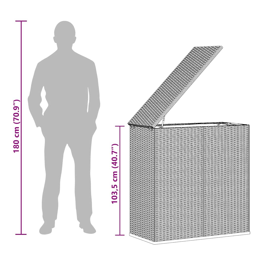 Garten-Kissenbox PE Rattan 100x49x103,5 cm Grau