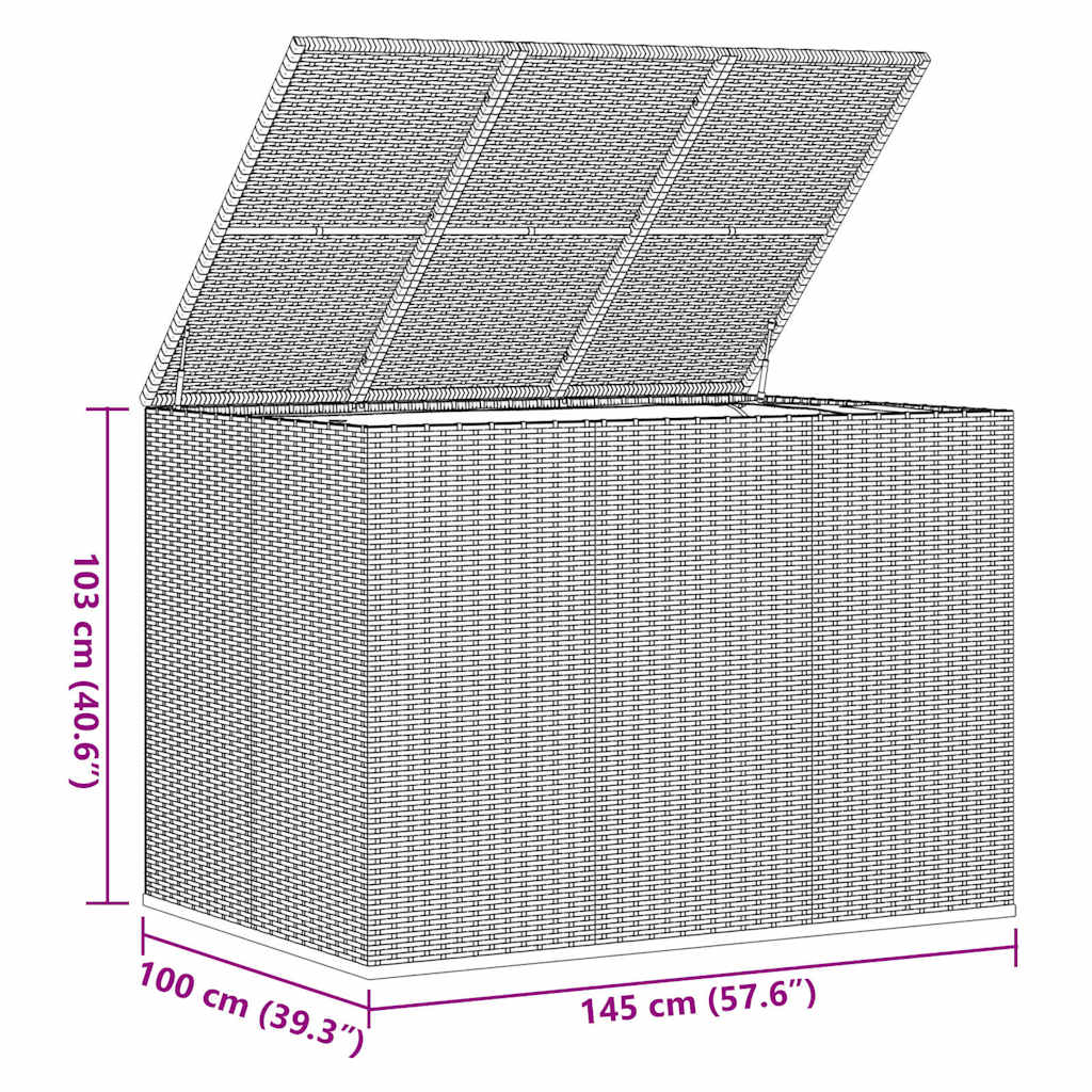 Garten-Kissenbox PE Rattan 145x100x103 cm Braun
