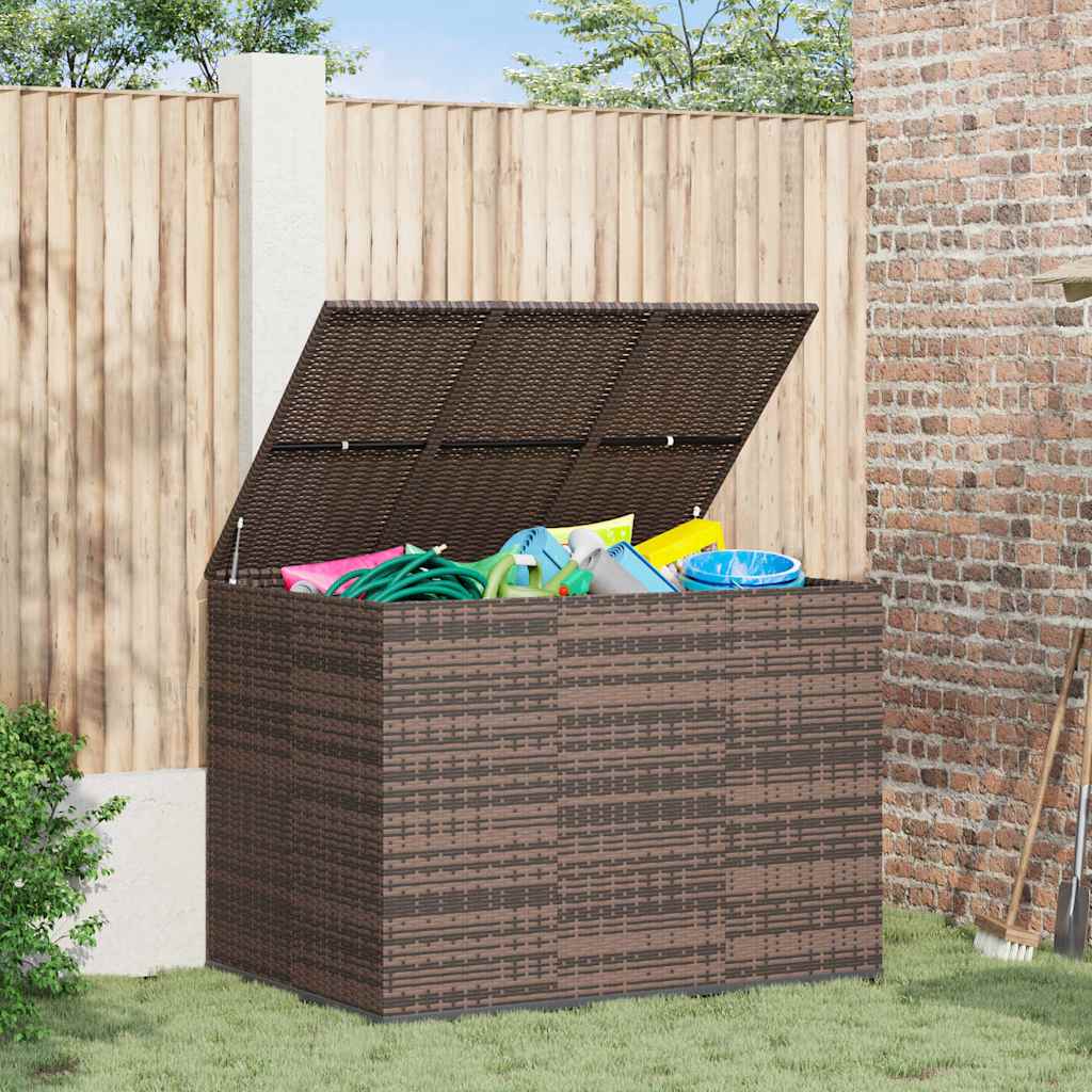 Garten-Kissenbox PE Rattan 145x100x103 cm Braun