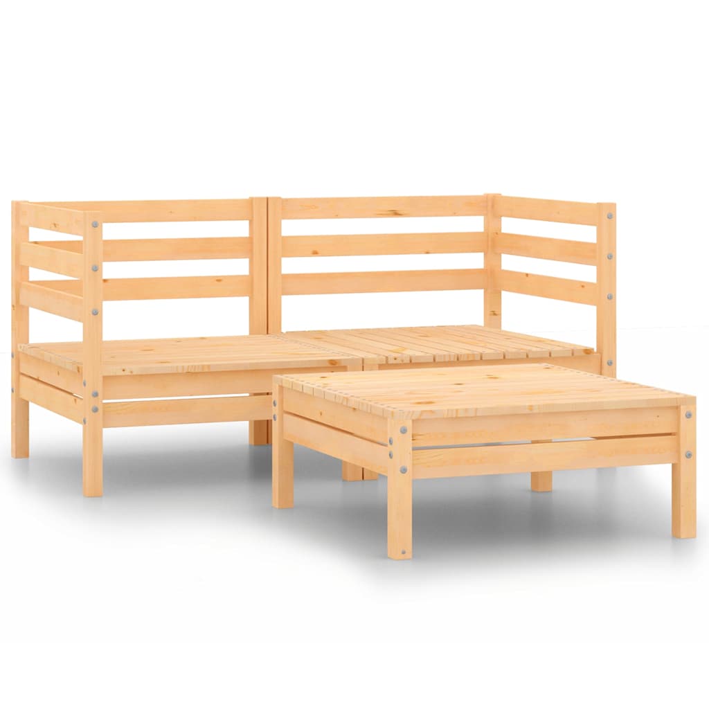 3-tlg. Garten-Lounge-Set Kiefer Massivholz