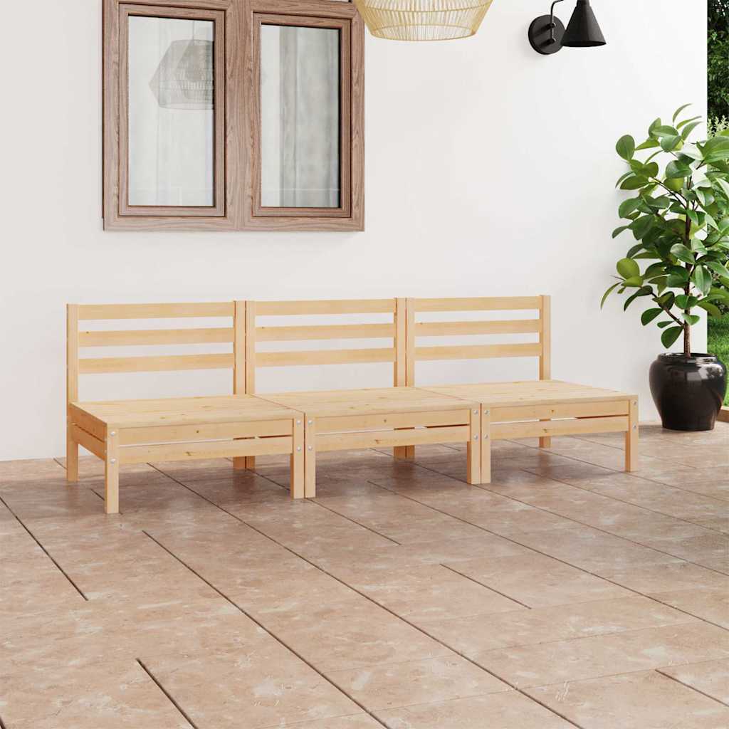3-tlg. Garten-Lounge-Set Kiefer Massivholz