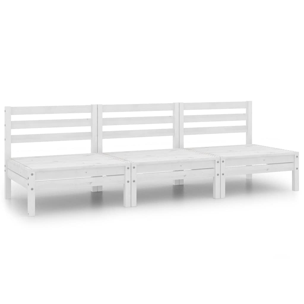 3-tlg. Garten-Lounge-Set Weiß Kiefer Massivholz