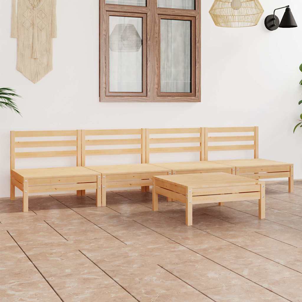 5-tlg. Garten-Lounge-Set Kiefer Massivholz