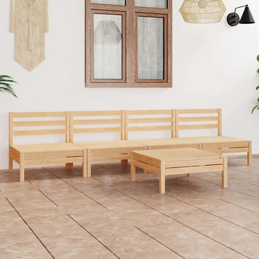 5-tlg. Garten-Lounge-Set Kiefer Massivholz
