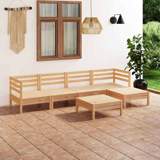 6-tlg. Garten-Lounge-Set Massivholz Kiefer