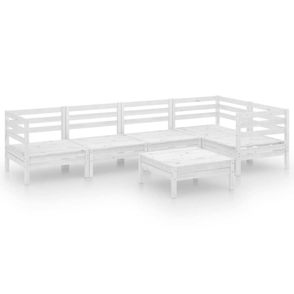 6-tlg. Garten-Lounge-Set Massivholz Kiefer Weiß